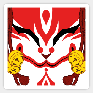 Kitsune Mask - V1 WHITE Sticker